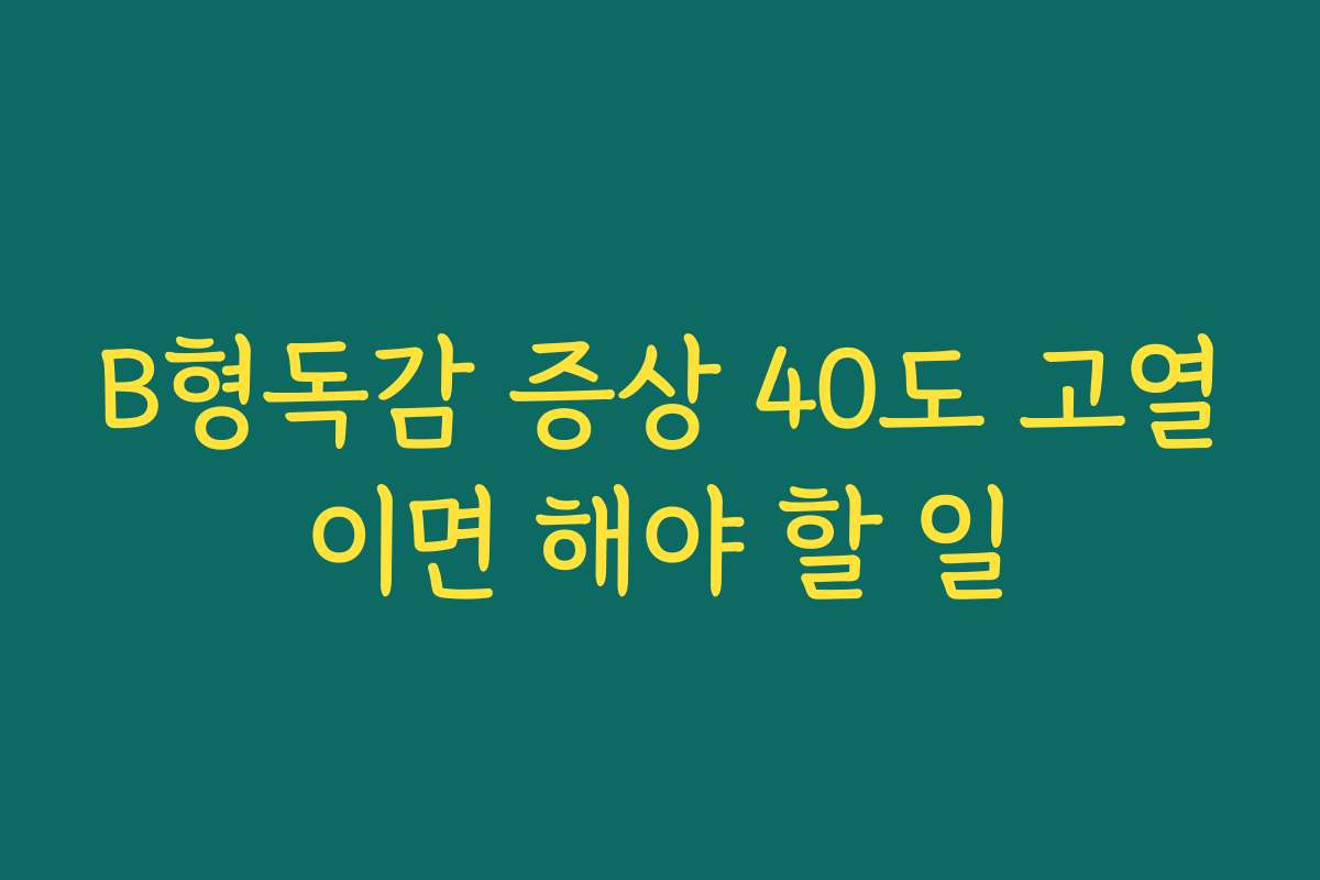 B형독감 증상 40도 고열이면 해야 할 일