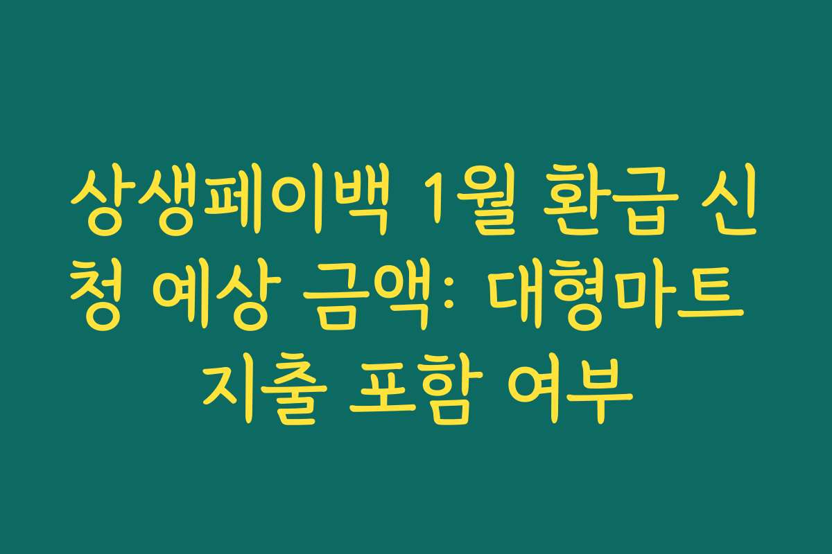 상생페이백 1월 환급 신청 예상 금액: 대형마트 지출 포함 여부 상생페이백 1월 환급 신청 예상 금액: 대형마트 지출 포함 여부