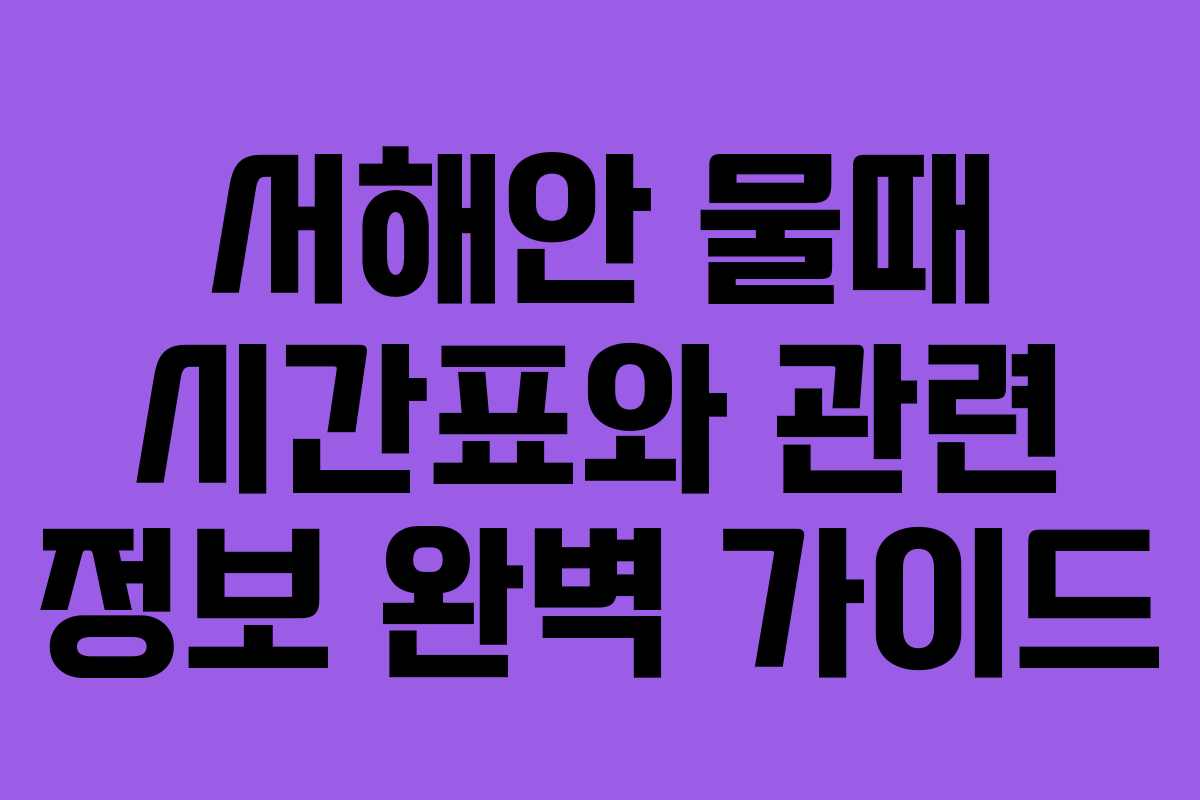 서해안 물때 시간표와 관련 정보 완벽 가이드 서해안 물때 시간표와 관련 정보 완벽 가이드