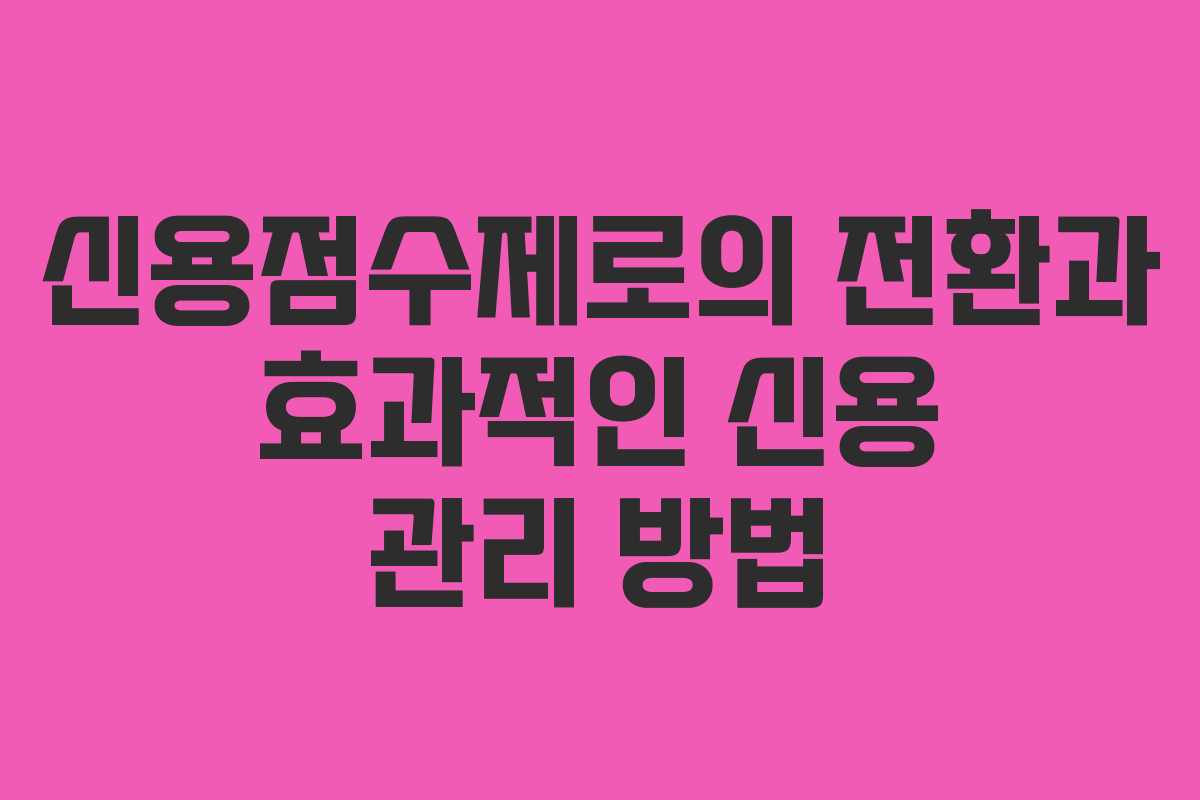 신용점수제로의 전환과 효과적인 신용 관리 방법