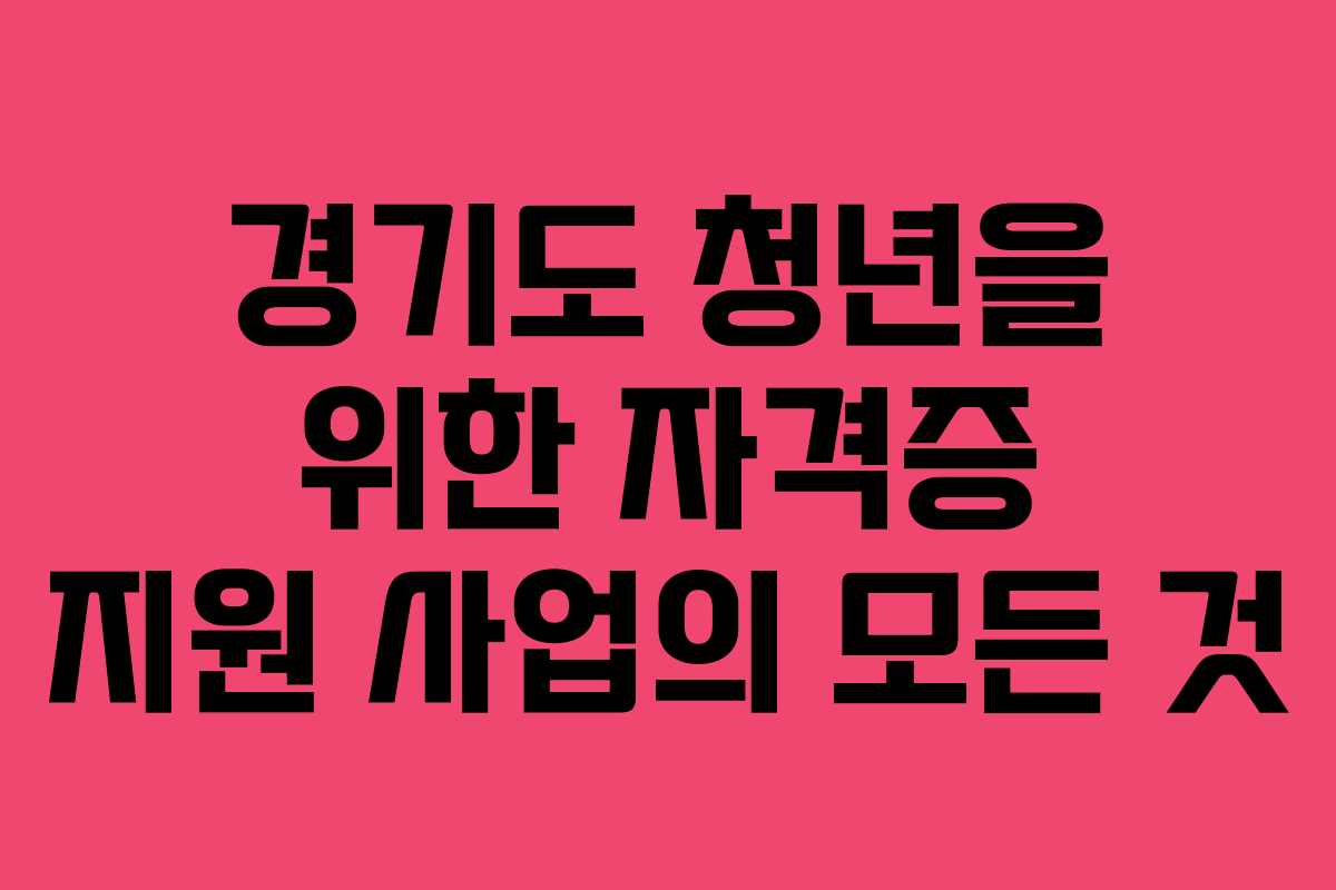 경기도 청년을 위한 자격증 지원 사업의 모든 것 경기도 청년을 위한 자격증 지원 사업의 모든 것