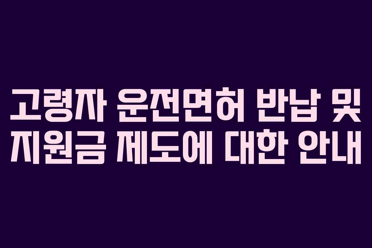 고령자 운전면허 반납 및 지원금 제도에 대한 안내