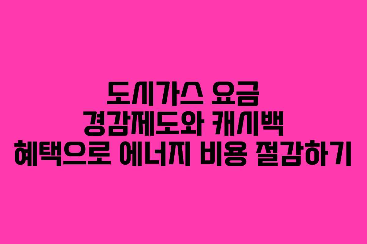 도시가스 요금 경감제도와 캐시백 혜택으로 에너지 비용 절감하기
