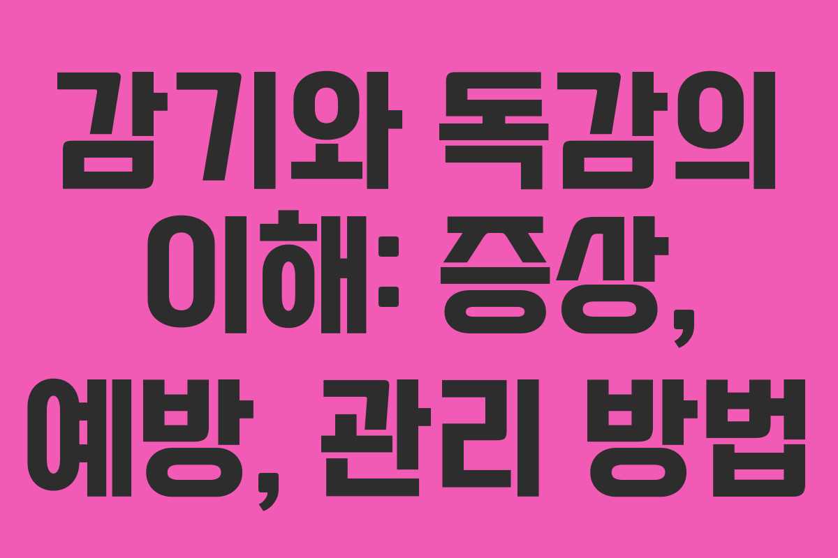 감기와 독감의 이해: 증상, 예방, 관리 방법