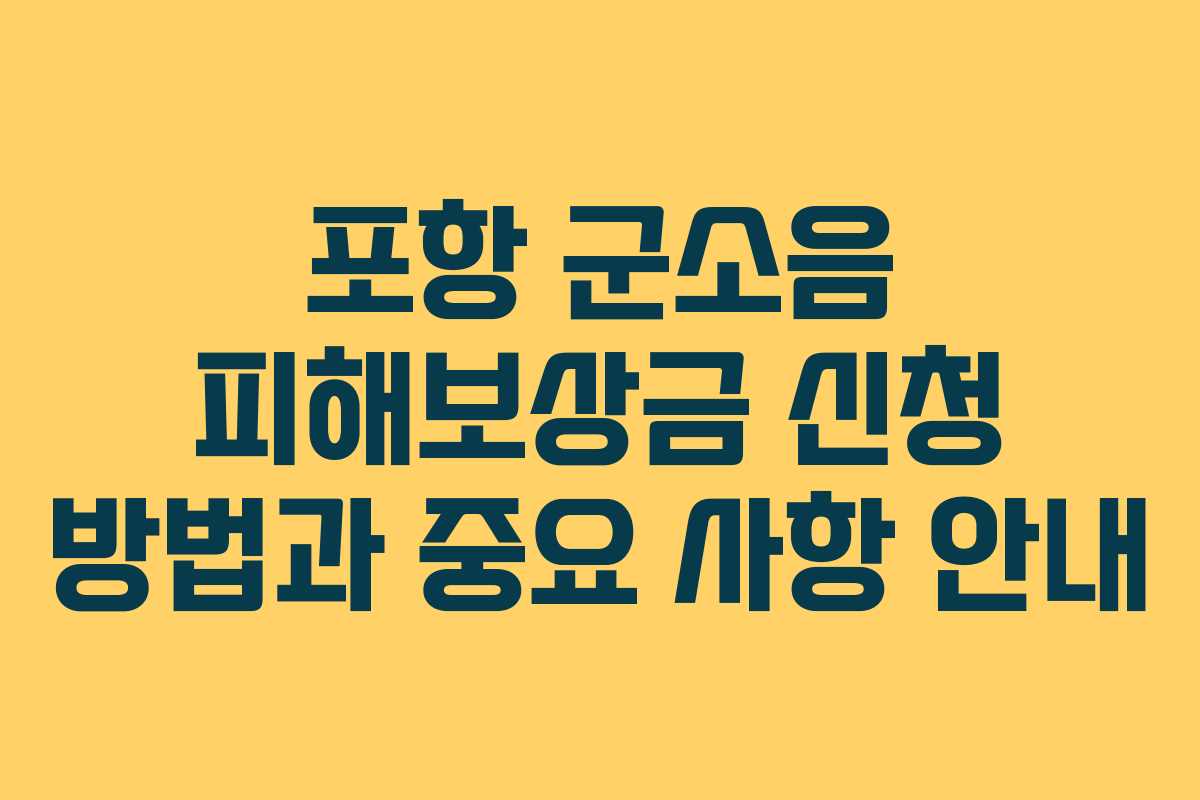 포항 군소음 피해보상금 신청 방법과 중요 사항 안내