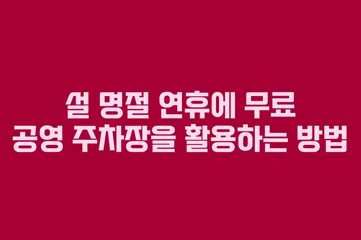 설 명절 연휴에 무료 공영 주차장을 활용하는 방법