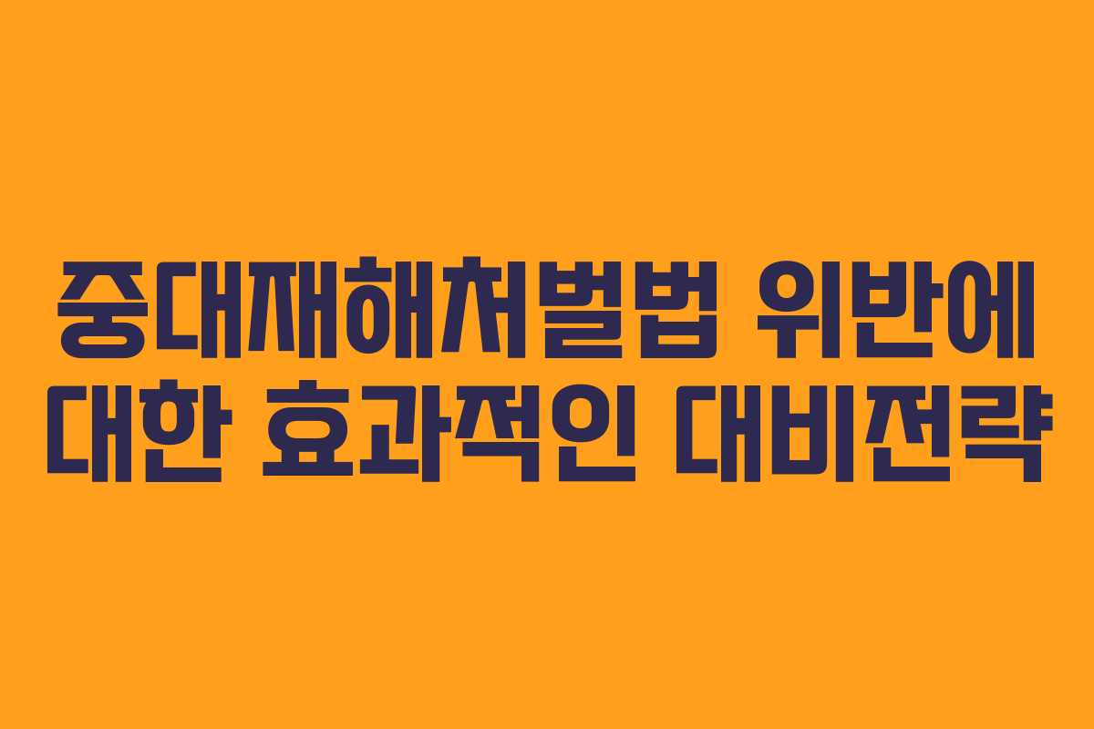 중대재해처벌법 위반에 대한 효과적인 대비전략