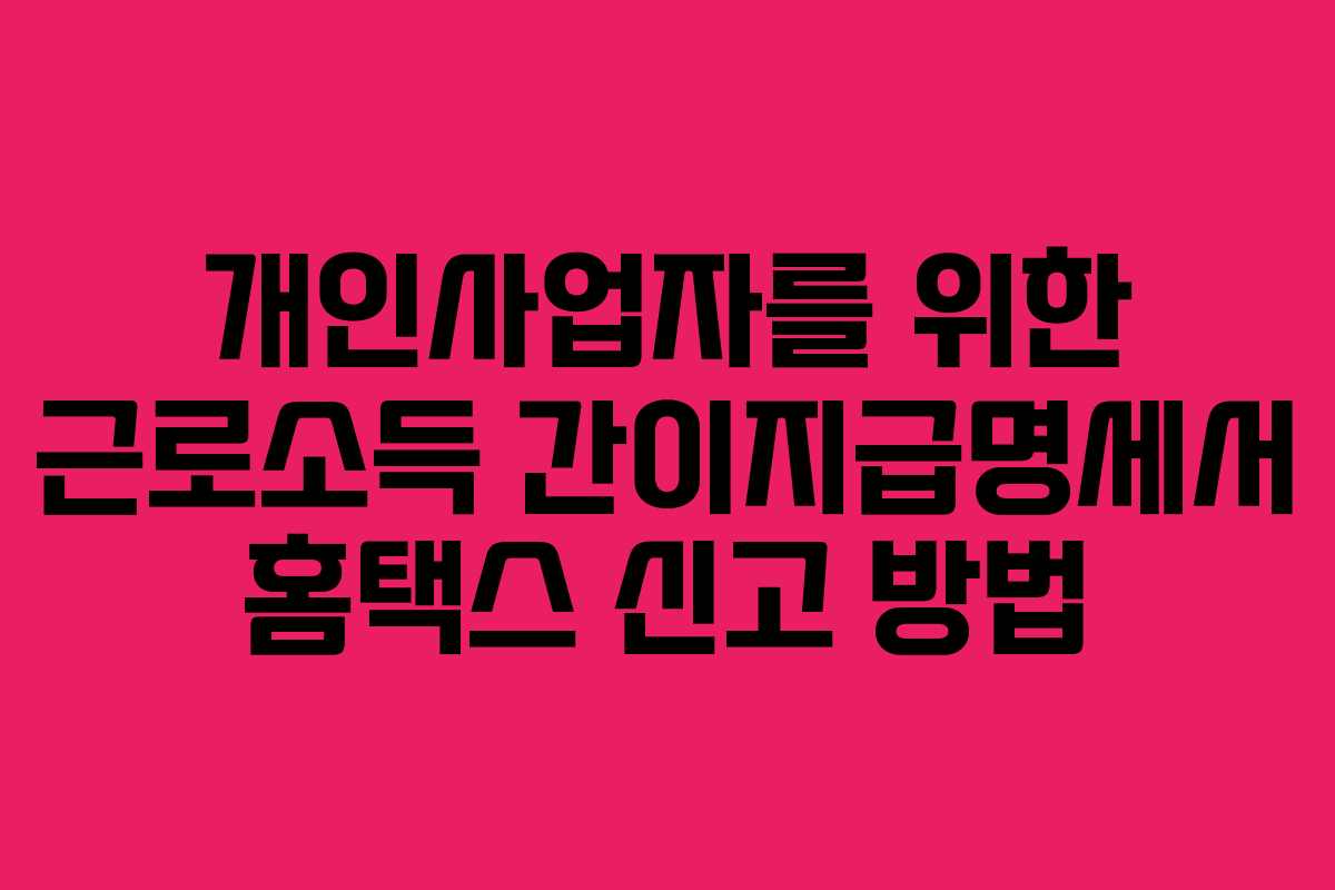 개인사업자를 위한 근로소득 간이지급명세서 홈택스 신고 방법 개인사업자를 위한 근로소득 간이지급명세서 홈택스 신고 방법