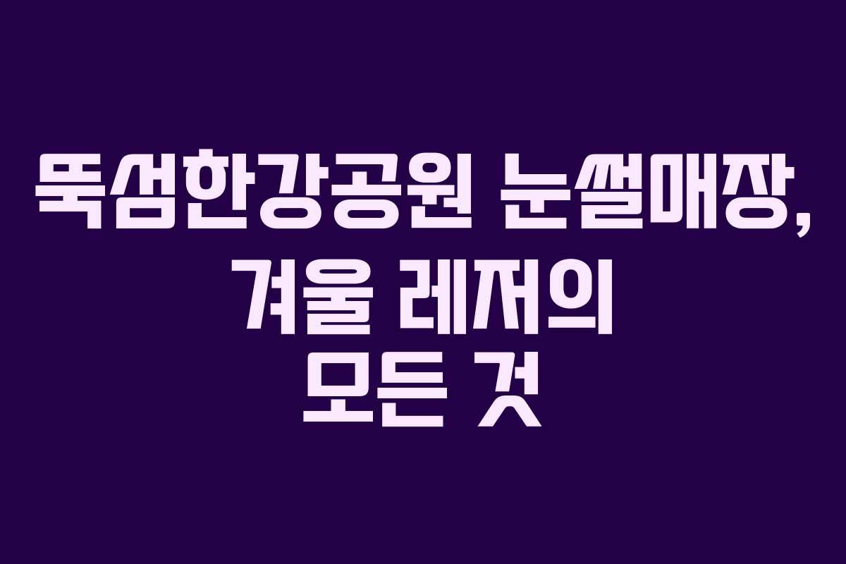 뚝섬한강공원 눈썰매장, 겨울 레저의 모든 것
