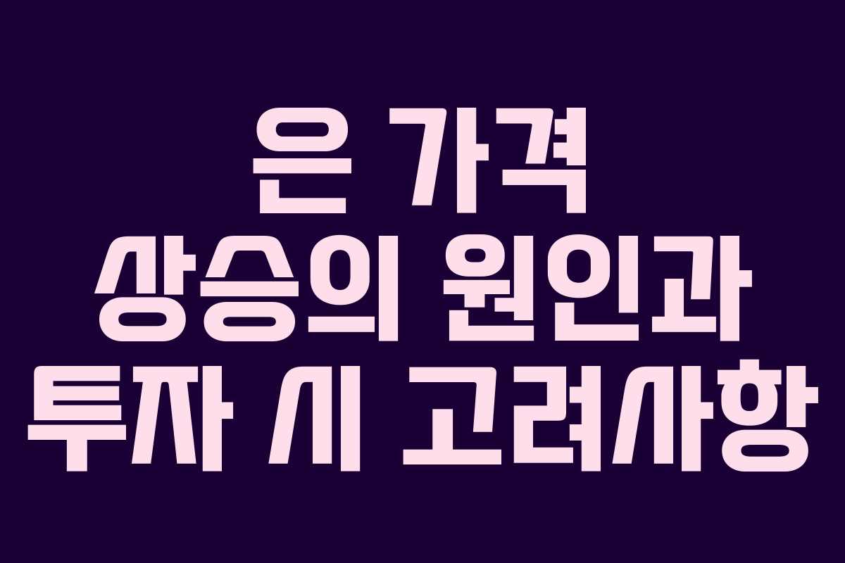 은 가격 상승의 원인과 투자 시 고려사항