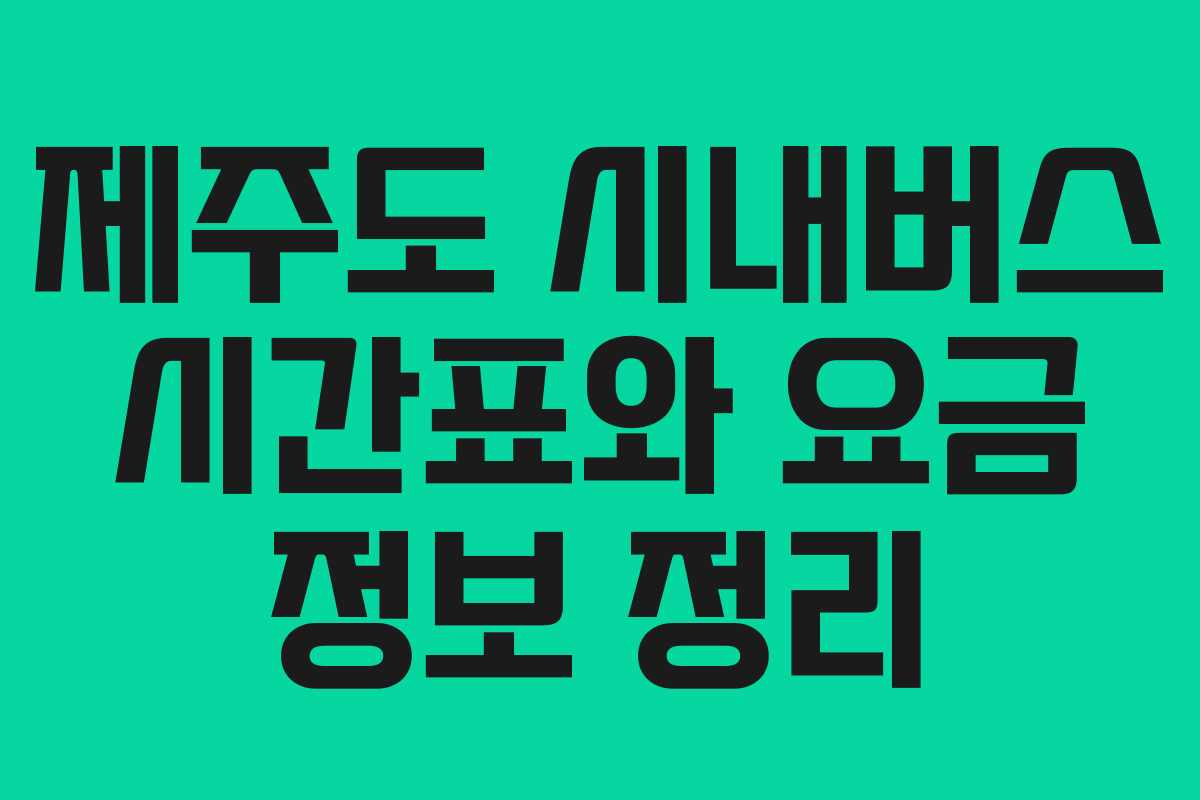 제주도 시내버스 시간표와 요금 정보 정리