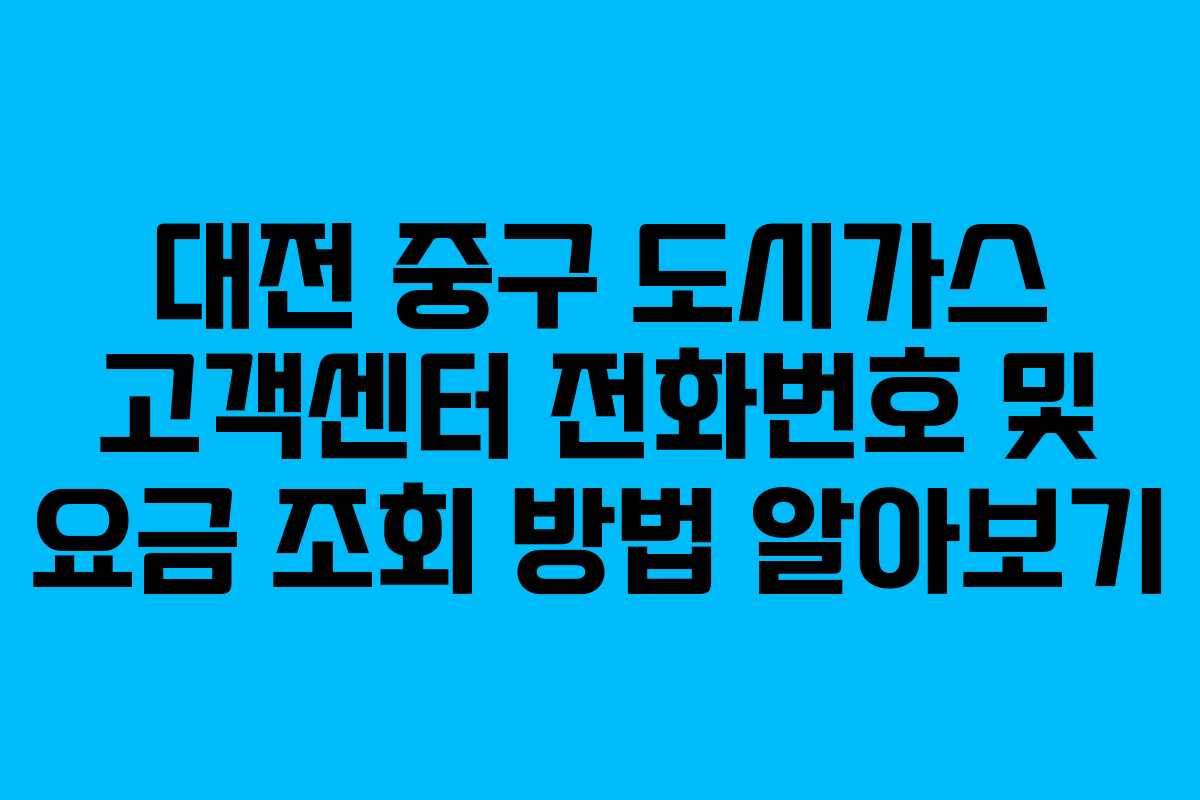 대전 중구 도시가스 고객센터 전화번호 및 요금 조회 방법 알아보기