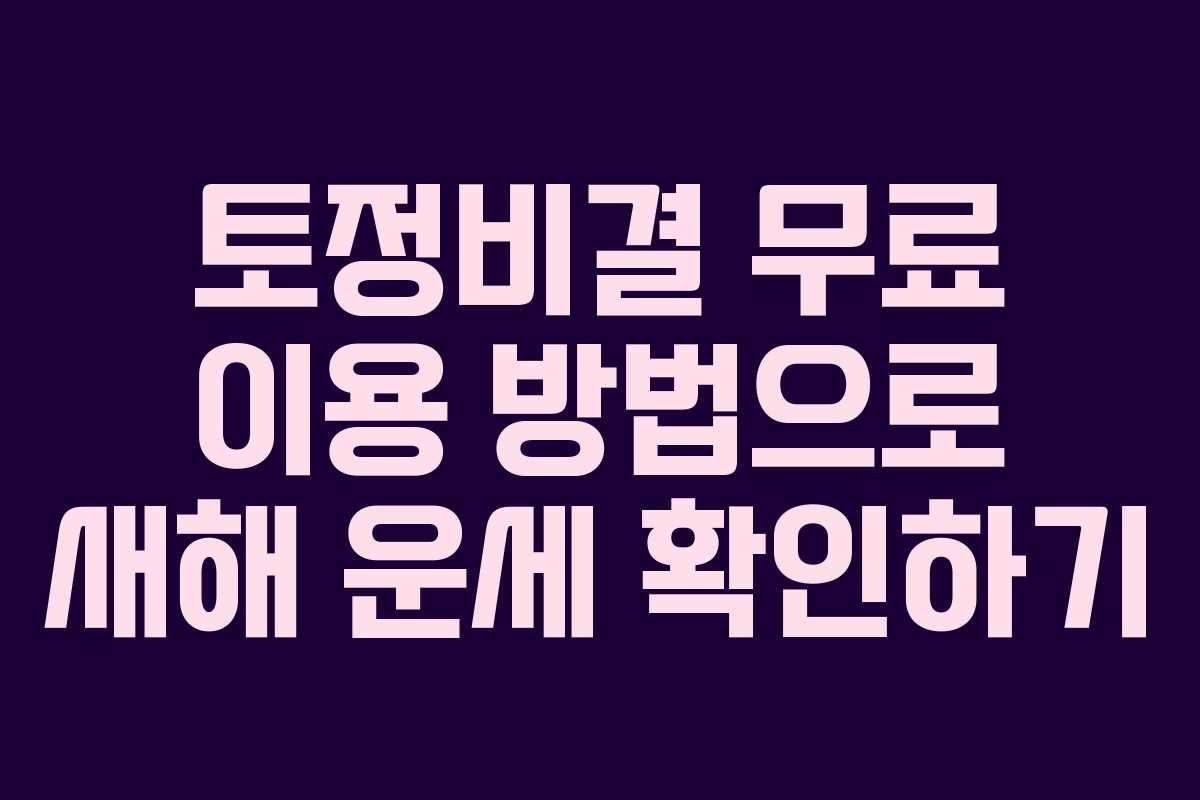 토정비결 무료 이용 방법으로 새해 운세 확인하기