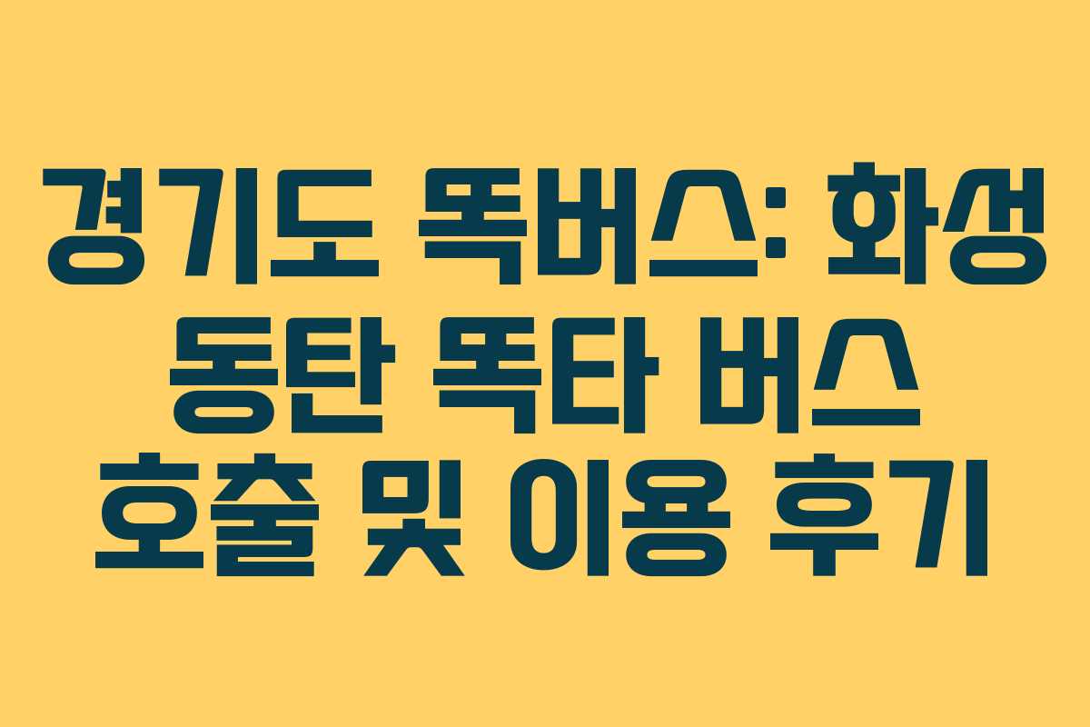 경기도 똑버스: 화성 동탄 똑타 버스 호출 및 이용 후기