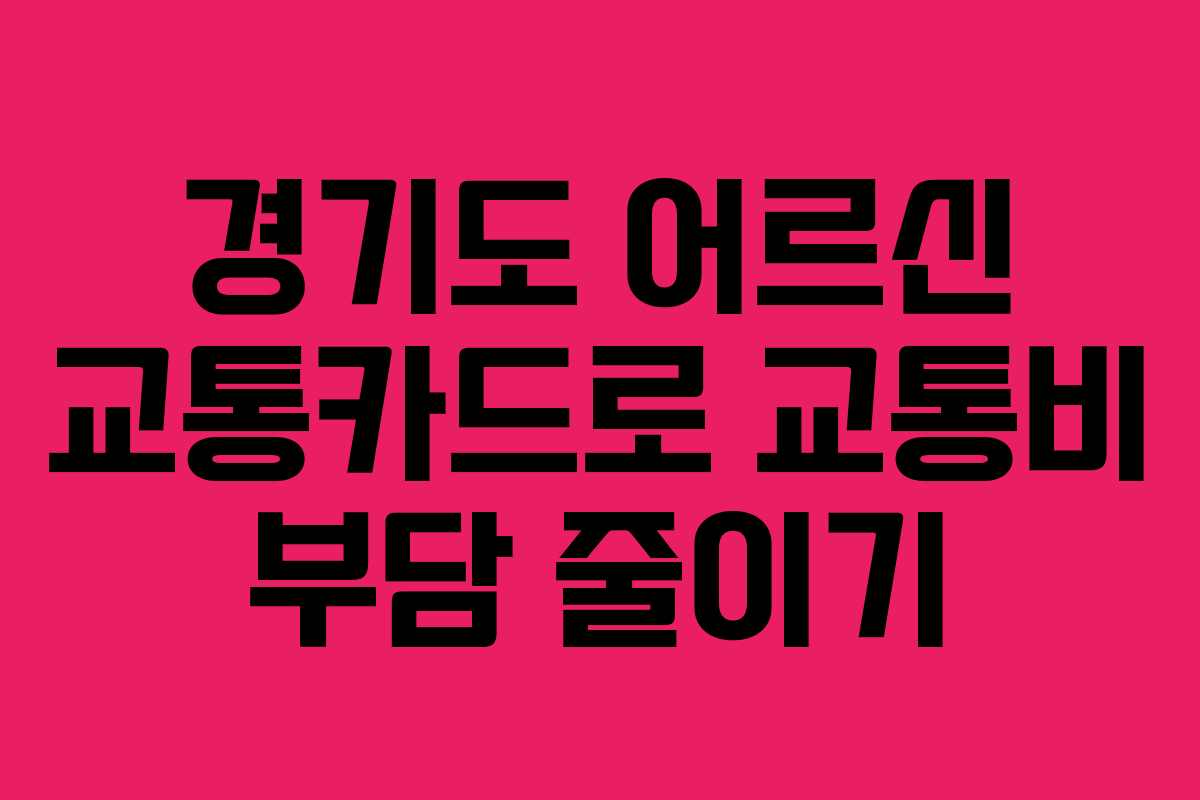 경기도 어르신 교통카드로 교통비 부담 줄이기