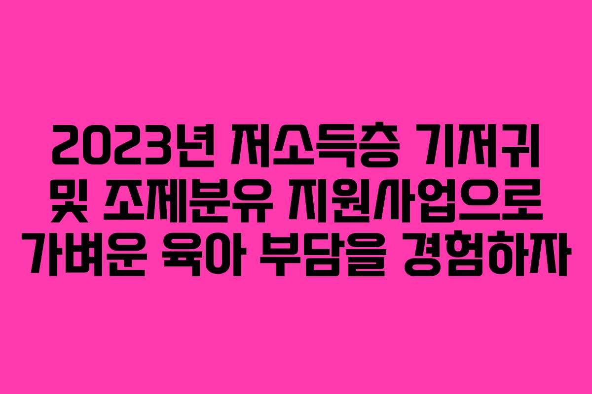 2023년 저소득층 기저귀 및 조제분유 지원사업으로 가벼운 육아 부담을 경험하자