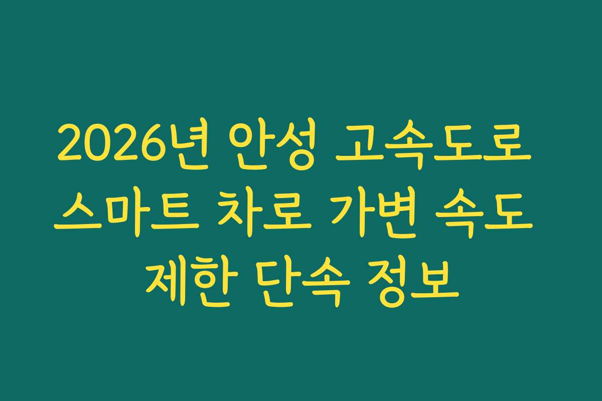 2026년 안성 고속도로 스마트 차로 가변 속도 제한 단속 정보