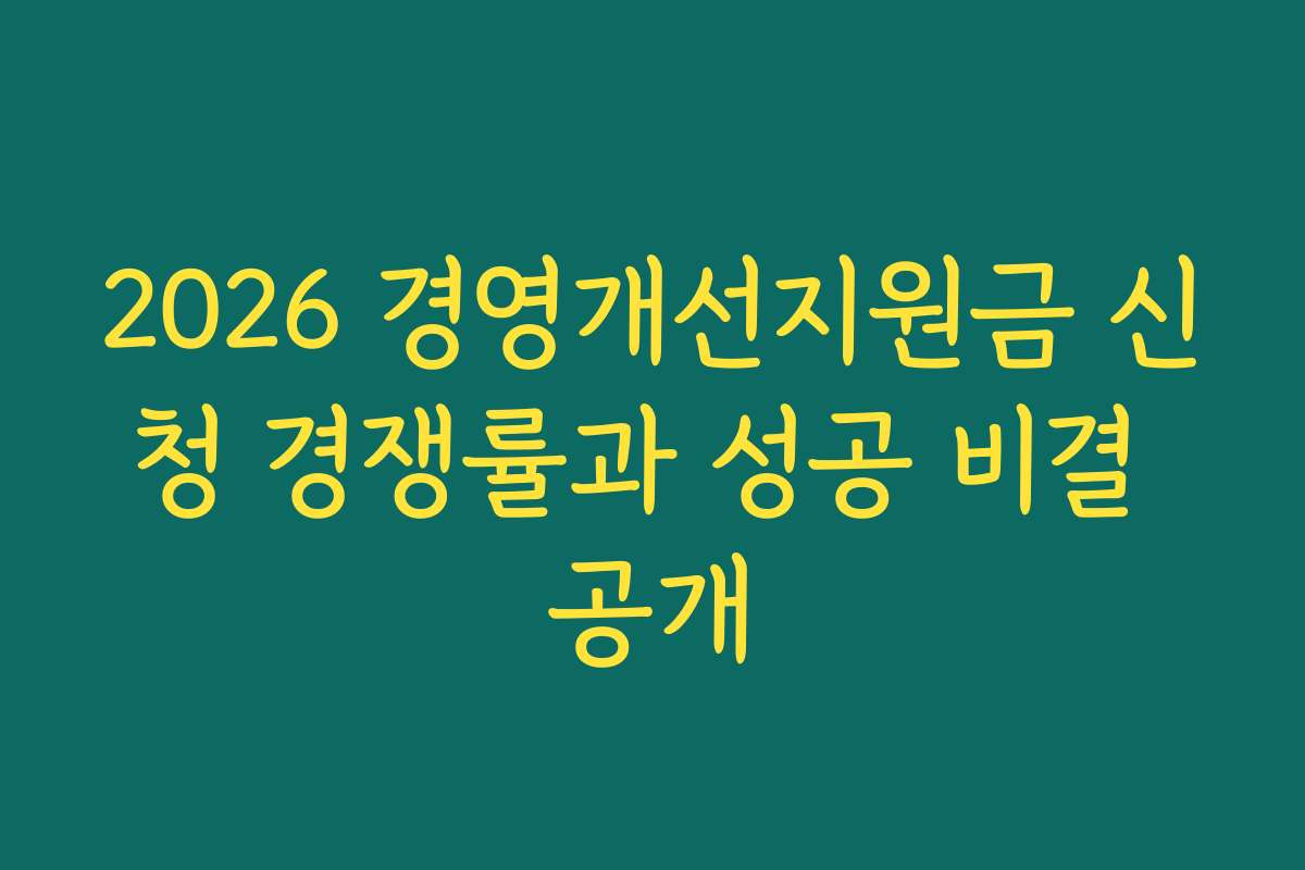 2026 경영개선지원금 신청 경쟁률과 성공 비결 공개