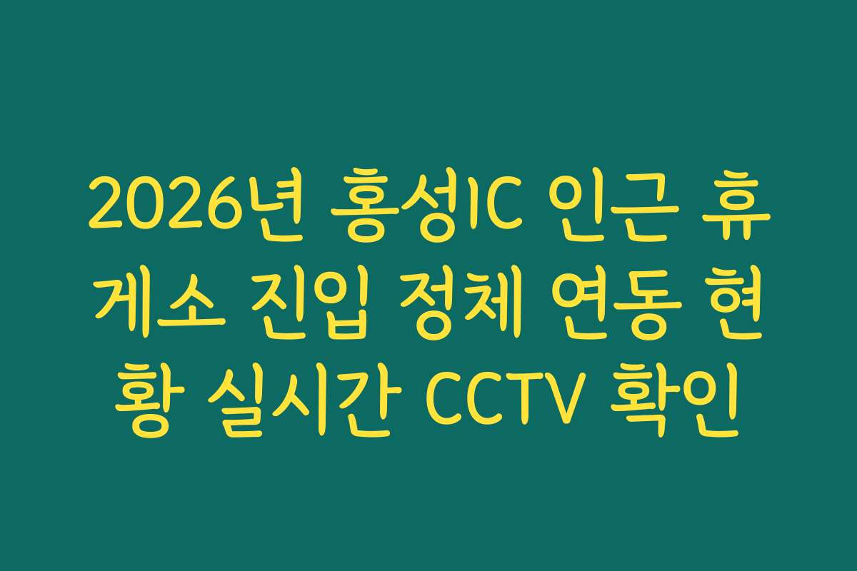 2026년 홍성IC 인근 휴게소 진입 정체 연동 현황 실시간 CCTV 확인