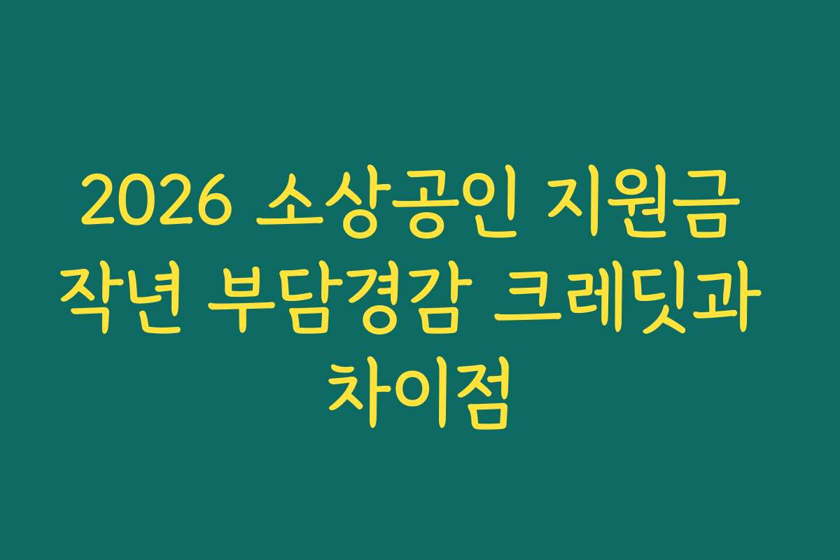 2026 소상공인 지원금 작년 부담경감 크레딧과 차이점