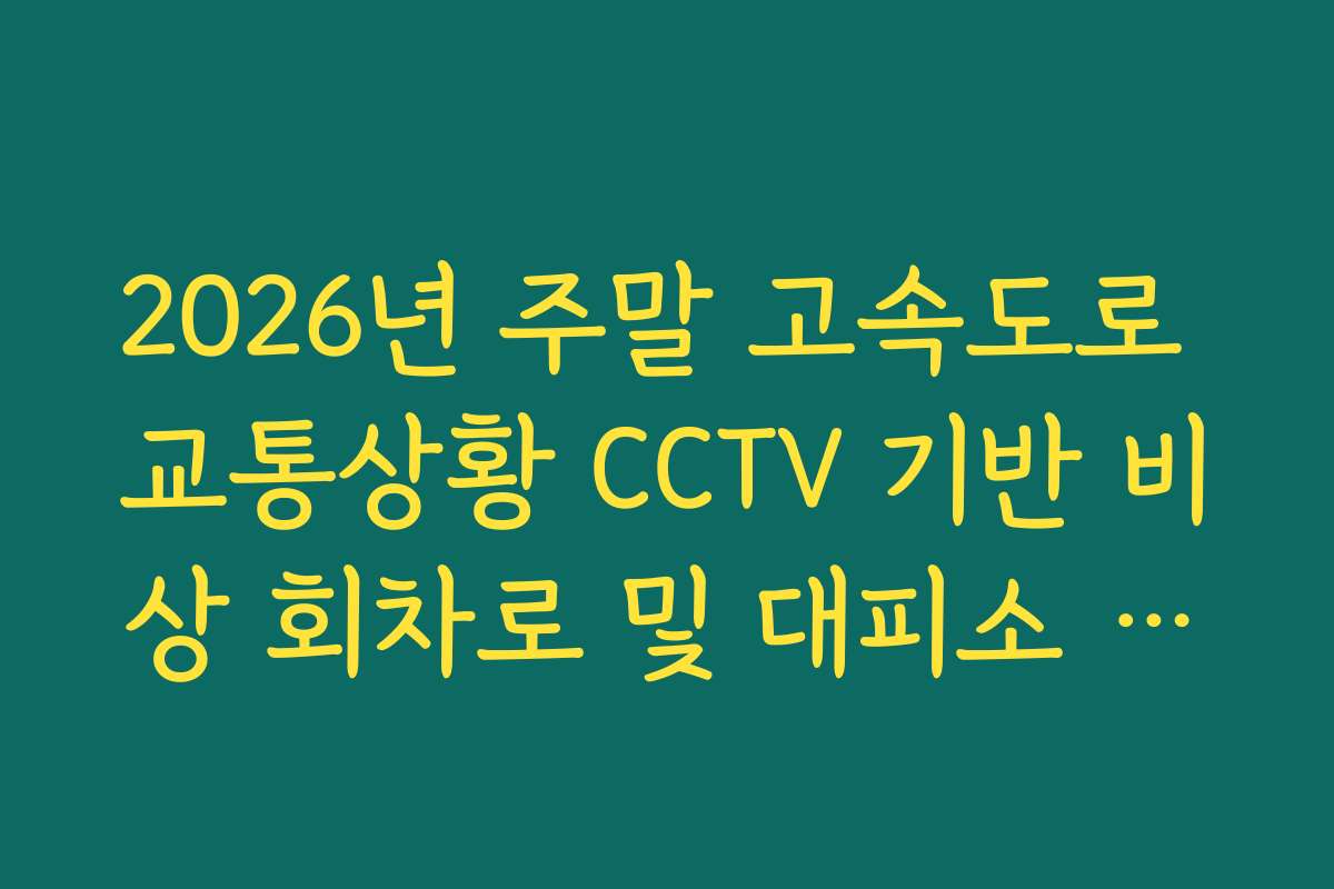 2026년 주말 고속도로 교통상황 CCTV 기반 비상 회차로 및 대피소 운영 실태 실시간 확인