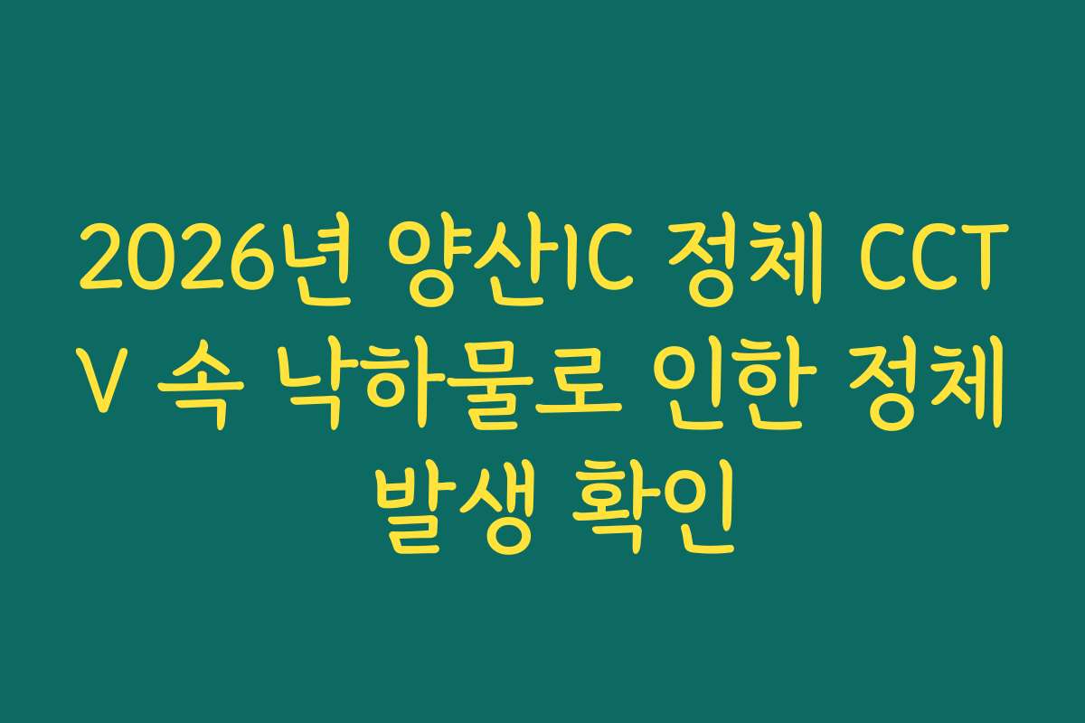 2026년 양산IC 정체 CCTV 속 낙하물로 인한 정체 발생 확인 2026년 양산IC 정체 CCTV 속 낙하물로 인한 정체 발생 확인