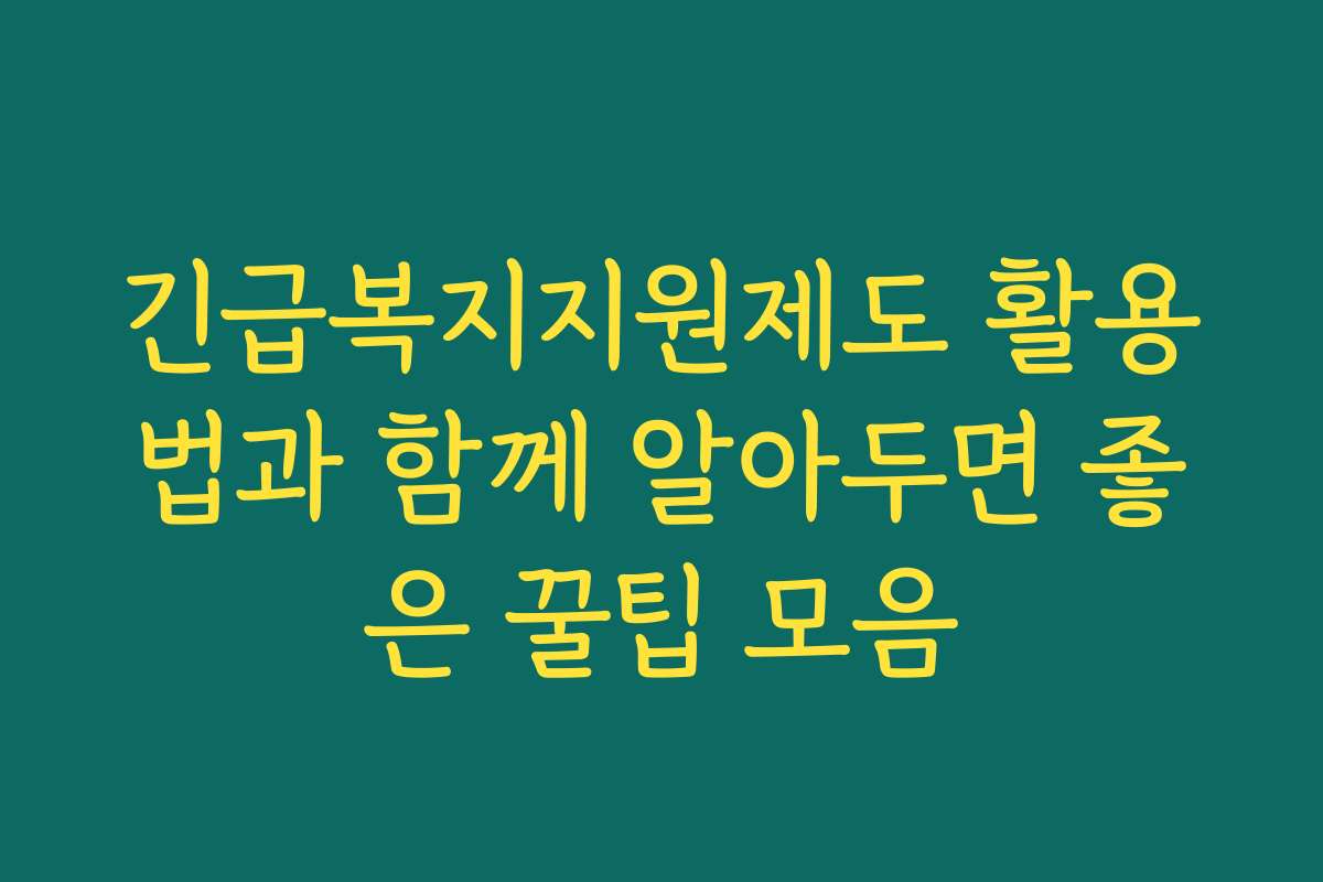 긴급복지지원제도 활용법과 함께 알아두면 좋은 꿀팁 모음