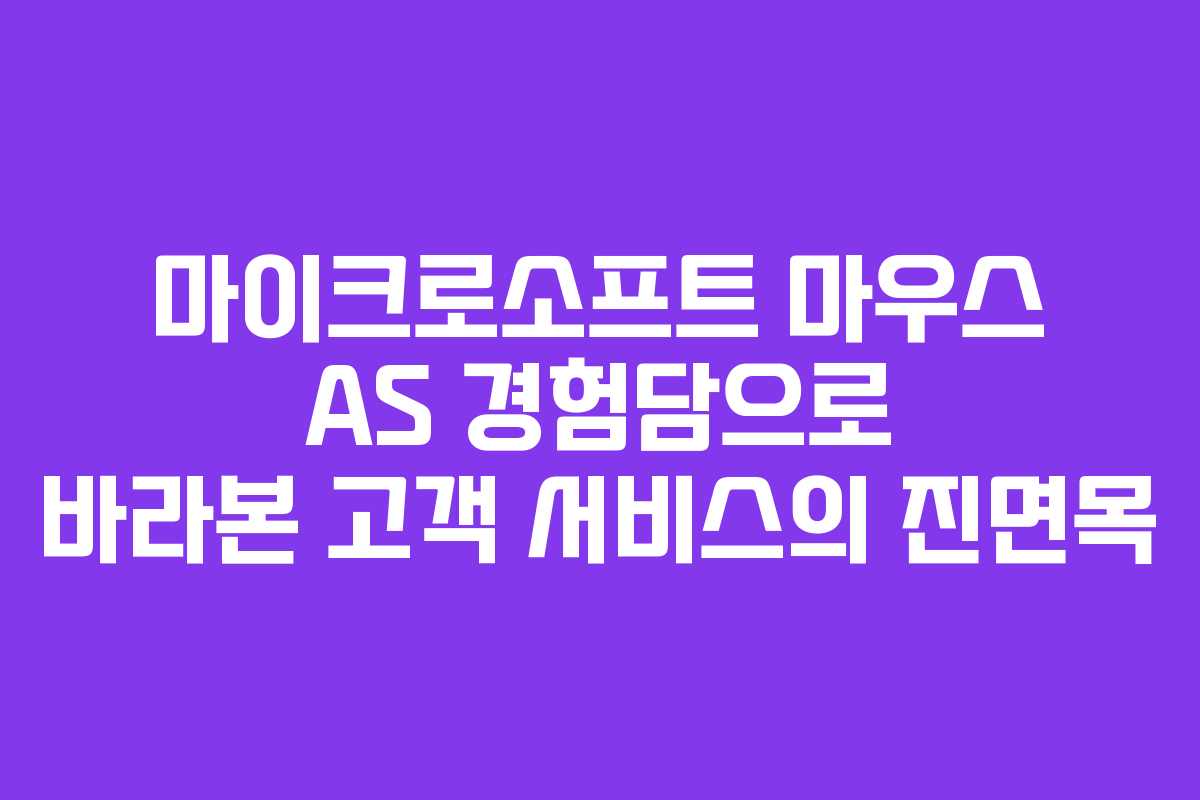 마이크로소프트 마우스 AS 경험담으로 바라본 고객 서비스의 진면목 마이크로소프트 마우스 AS 경험담으로 바라본 고객 서비스의 진면목
