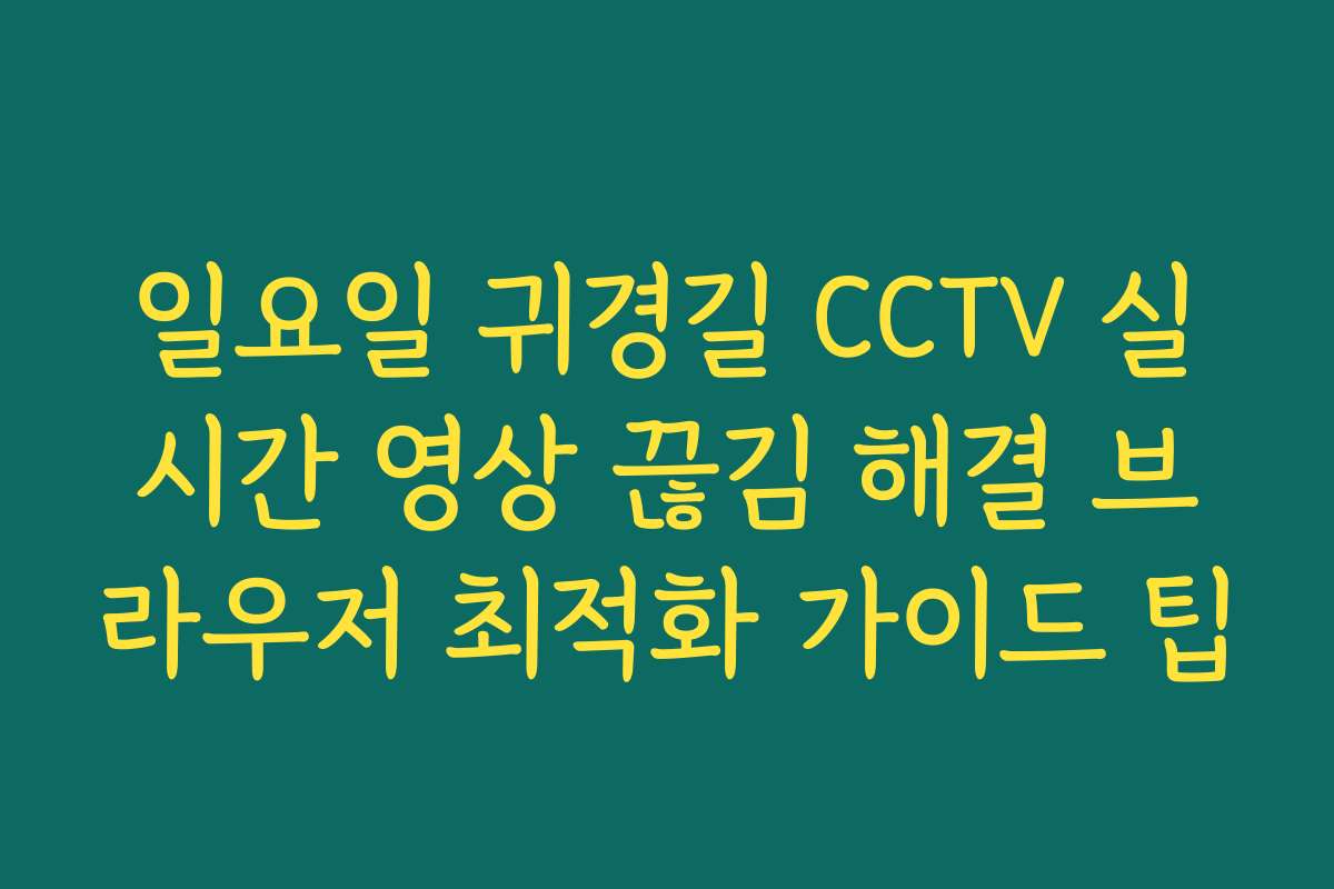 일요일 귀경길 CCTV 실시간 영상 끊김 해결 브라우저 최적화 가이드 팁 일요일 귀경길 CCTV 실시간 영상 끊김 해결 브라우저 최적화 가이드 팁
