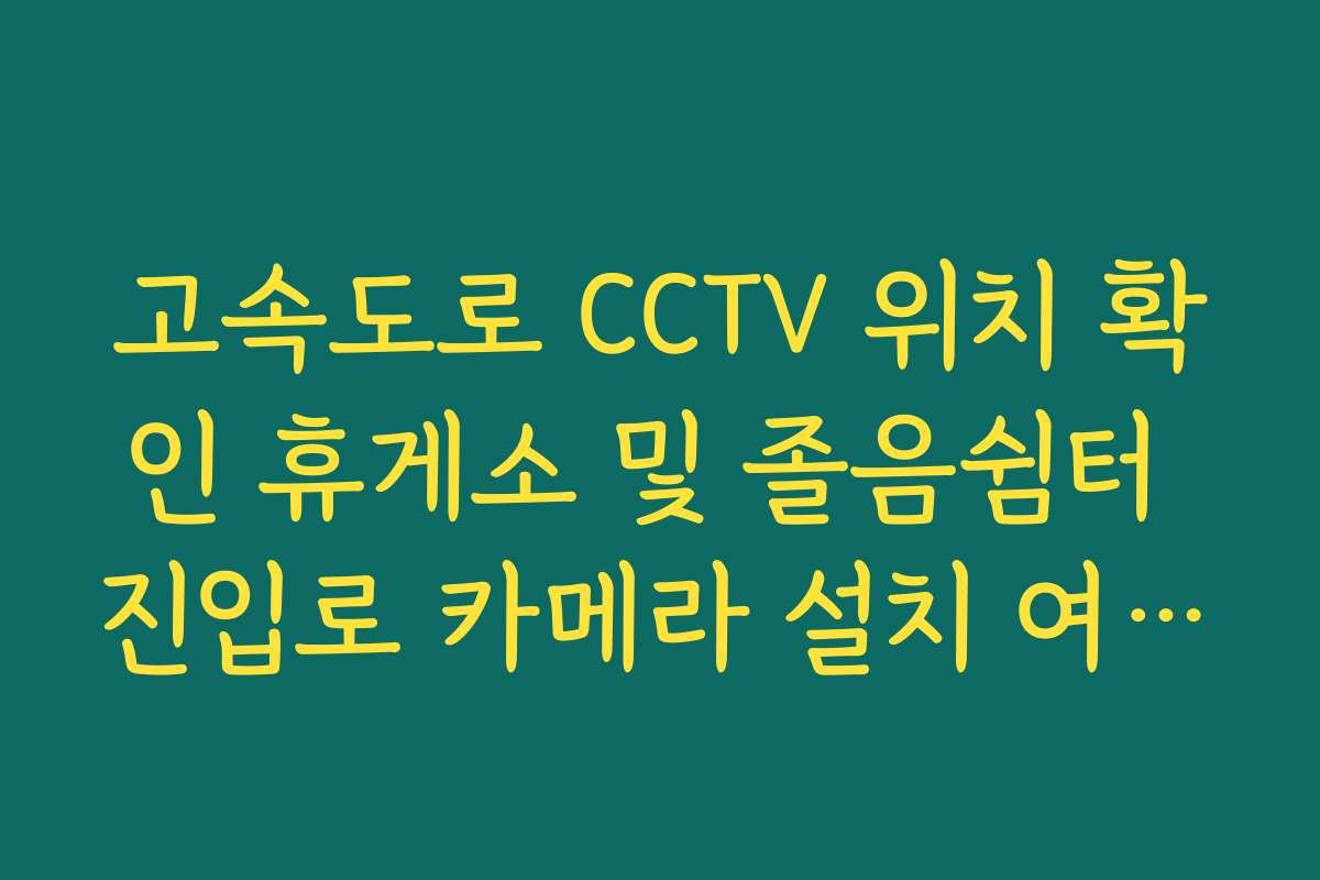 고속도로 CCTV 위치 확인 휴게소 및 졸음쉼터 진입로 카메라 설치 여부 체크