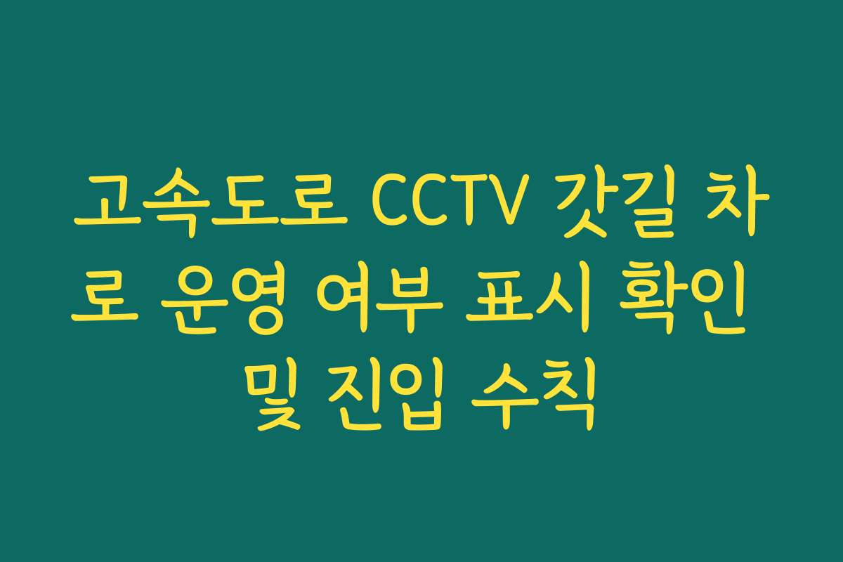 고속도로 CCTV 갓길 차로 운영 여부 표시 확인 및 진입 수칙