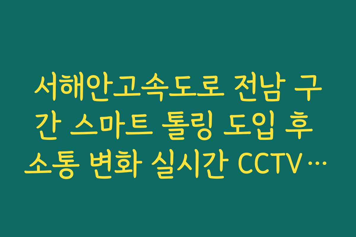 서해안고속도로 전남 구간 스마트 톨링 도입 후 소통 변화 실시간 CCTV 확인