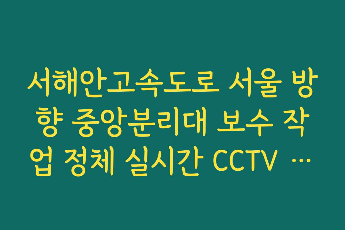서해안고속도로 서울 방향 중앙분리대 보수 작업 정체 실시간 CCTV 확인
