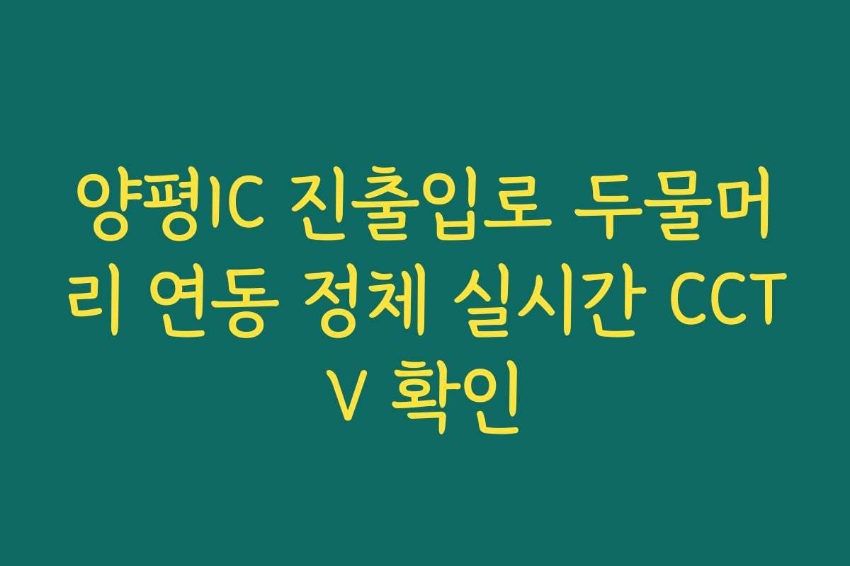 양평IC 진출입로 두물머리 연동 정체 실시간 CCTV 확인 양평IC 진출입로 두물머리 연동 정체 실시간 CCTV 확인
