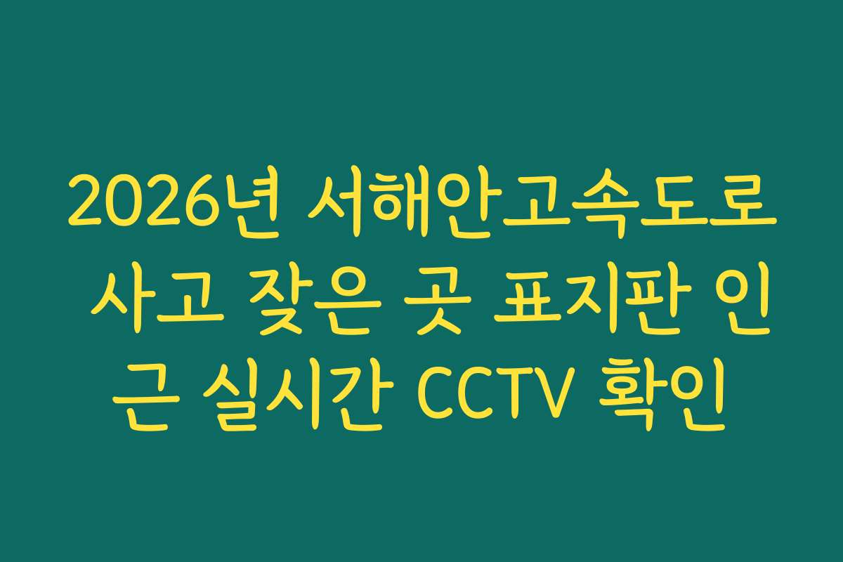 2026년 서해안고속도로 사고 잦은 곳 표지판 인근 실시간 CCTV 확인 2026년 서해안고속도로 사고 잦은 곳 표지판 인근 실시간 CCTV 확인