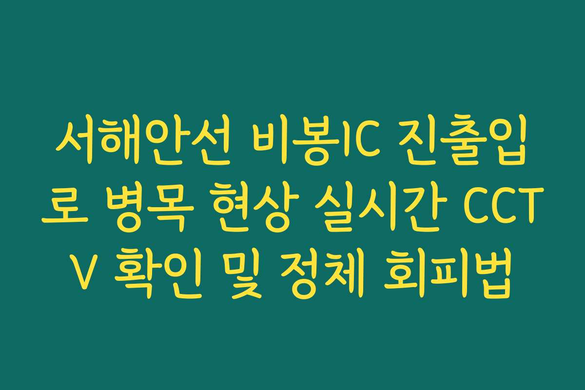 서해안선 비봉IC 진출입로 병목 현상 실시간 CCTV 확인 및 정체 회피법 서해안선 비봉IC 진출입로 병목 현상 실시간 CCTV 확인 및 정체 회피법