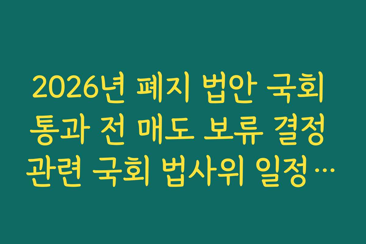 2026년 폐지 법안 국회 통과 전 매도 보류 결정 관련 국회 법사위 일정 체크리스트