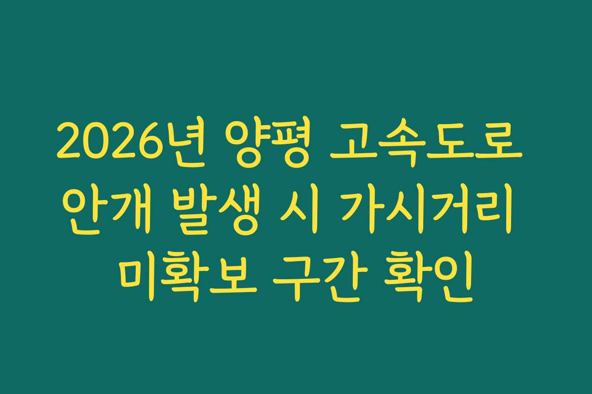 2026년 양평 고속도로 안개 발생 시 가시거리 미확보 구간 확인