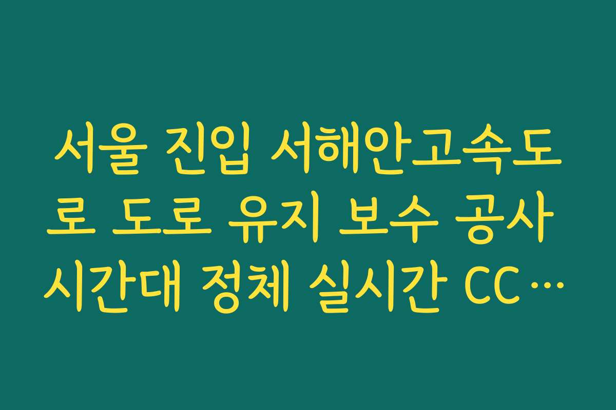 서울 진입 서해안고속도로 도로 유지 보수 공사 시간대 정체 실시간 CCTV 확인