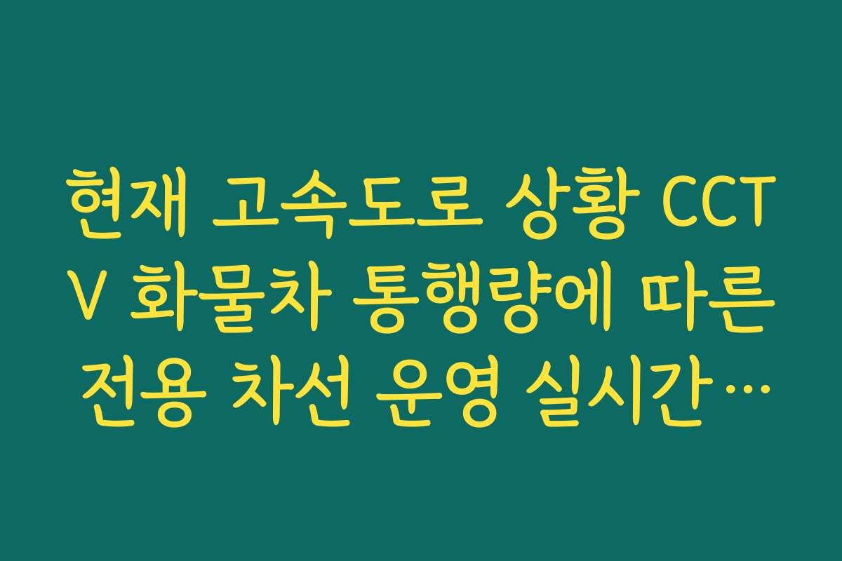 현재 고속도로 상황 CCTV 화물차 통행량에 따른 전용 차선 운영 실시간 확인 현재 고속도로 상황 CCTV 화물차 통행량에 따른 전용 차선 운영 실시간 확인