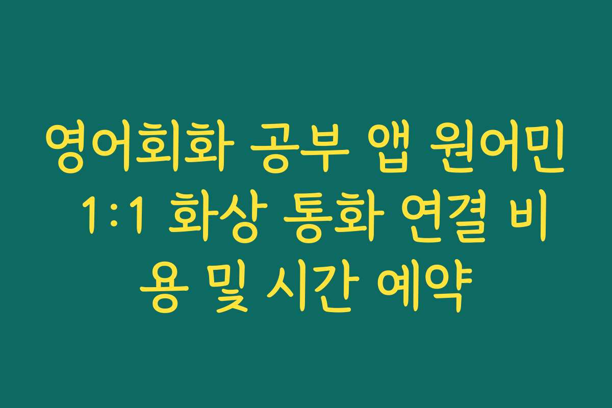 영어회화 공부 앱 원어민 1:1 화상 통화 연결 비용 및 시간 예약