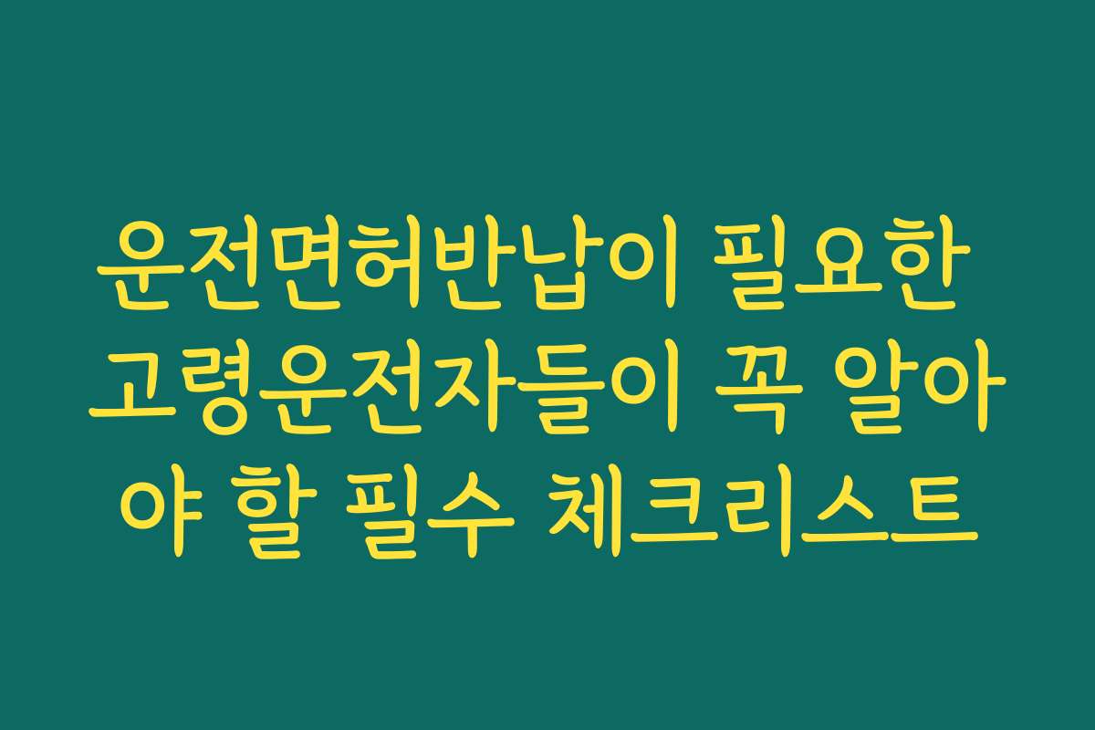 운전면허반납이 필요한 고령운전자들이 꼭 알아야 할 필수 체크리스트
