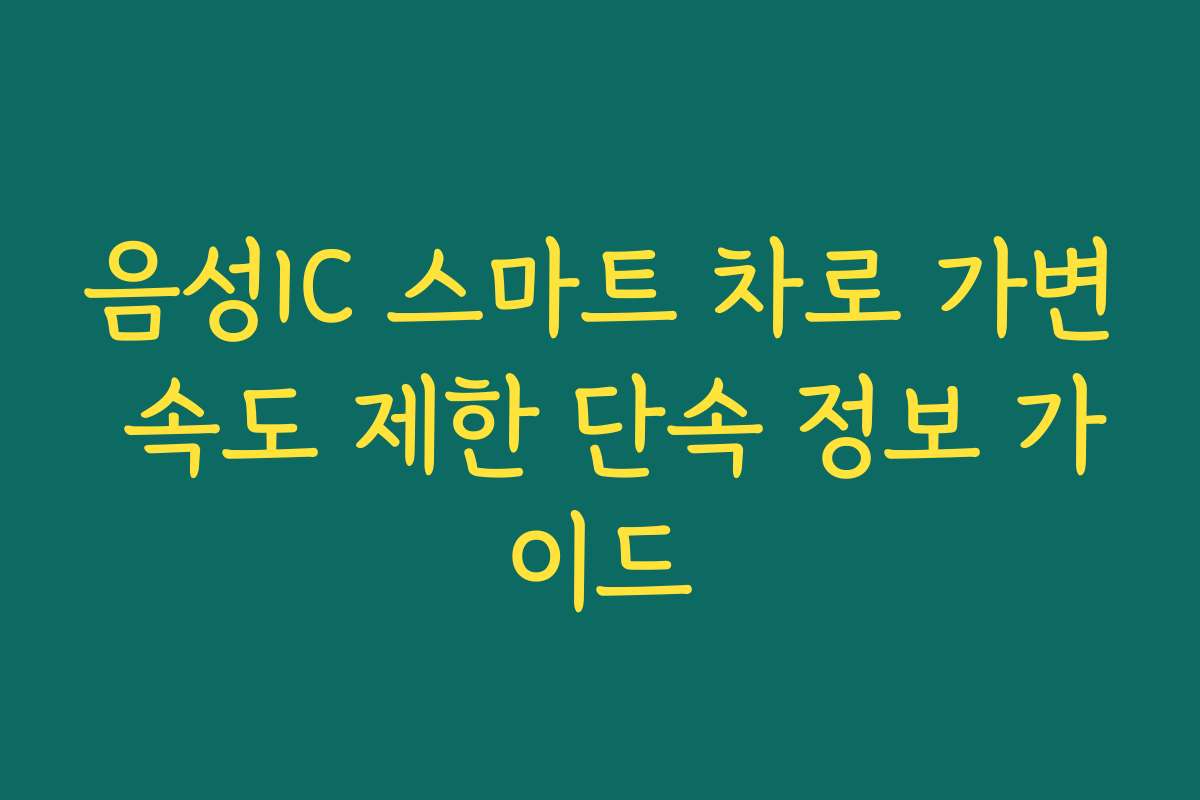 음성IC 스마트 차로 가변 속도 제한 단속 정보 가이드 음성IC 스마트 차로 가변 속도 제한 단속 정보 가이드