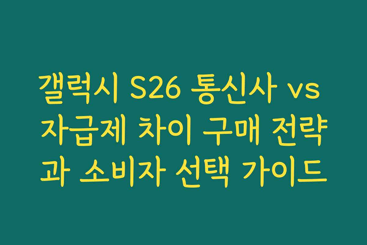 갤럭시 S26 통신사 vs 자급제 차이 구매 전략과 소비자 선택 가이드