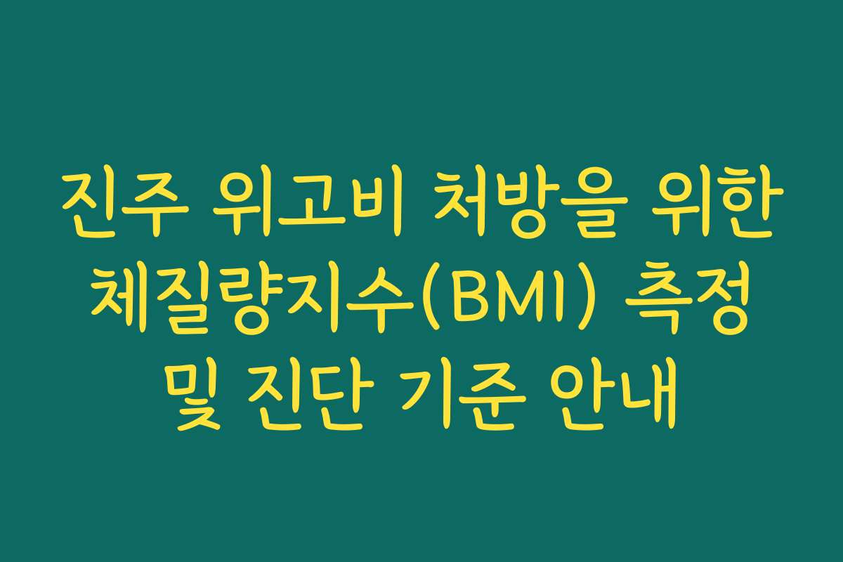 진주 위고비 처방을 위한 체질량지수(BMI) 측정 및 진단 기준 안내