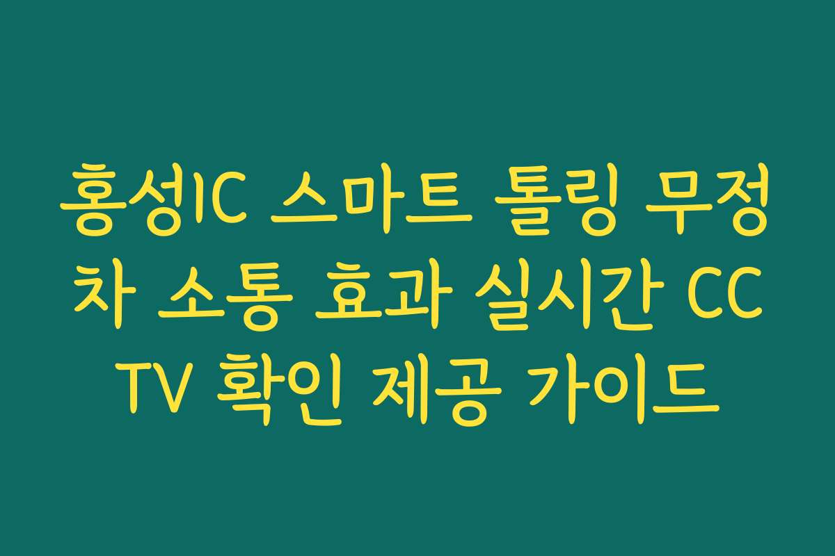 홍성IC 스마트 톨링 무정차 소통 효과 실시간 CCTV 확인 제공 가이드 홍성IC 스마트 톨링 무정차 소통 효과 실시간 CCTV 확인 제공 가이드