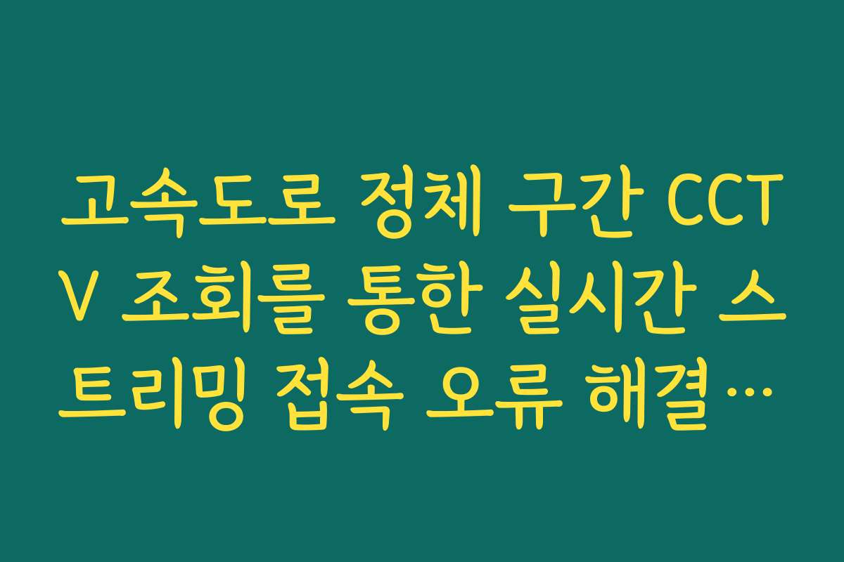 고속도로 정체 구간 CCTV 조회를 통한 실시간 스트리밍 접속 오류 해결 가이드