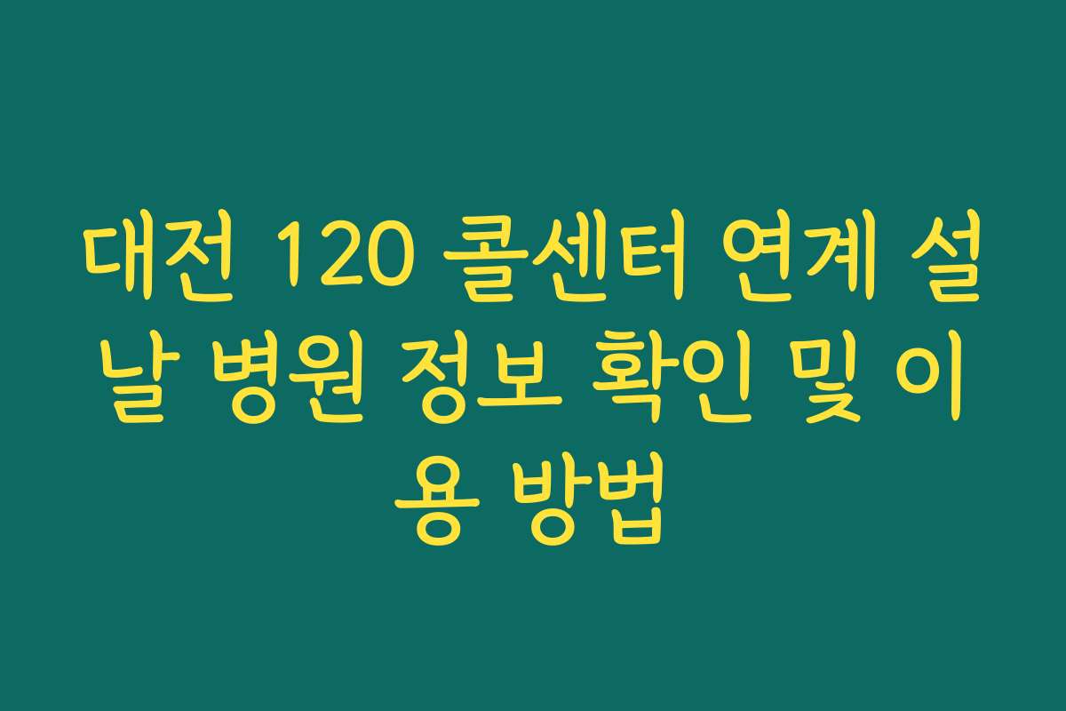 대전 120 콜센터 연계 설날 병원 정보 확인 및 이용 방법