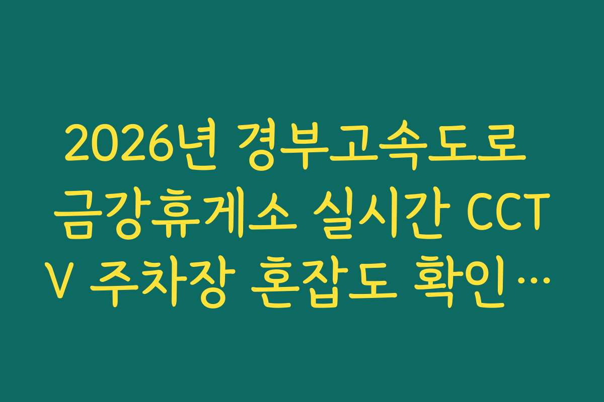 2026년 경부고속도로 금강휴게소 실시간 CCTV 주차장 혼잡도 확인 방법