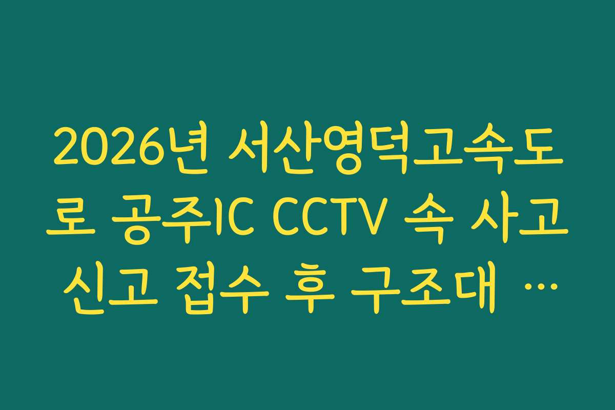2026년 서산영덕고속도로 공주IC CCTV 속 사고 신고 접수 후 구조대 도착 실시간 확인 방법 2026년 서산영덕고속도로 공주IC CCTV 속 사고 신고 접수 후 구조대 도착 실시간 확인 방법